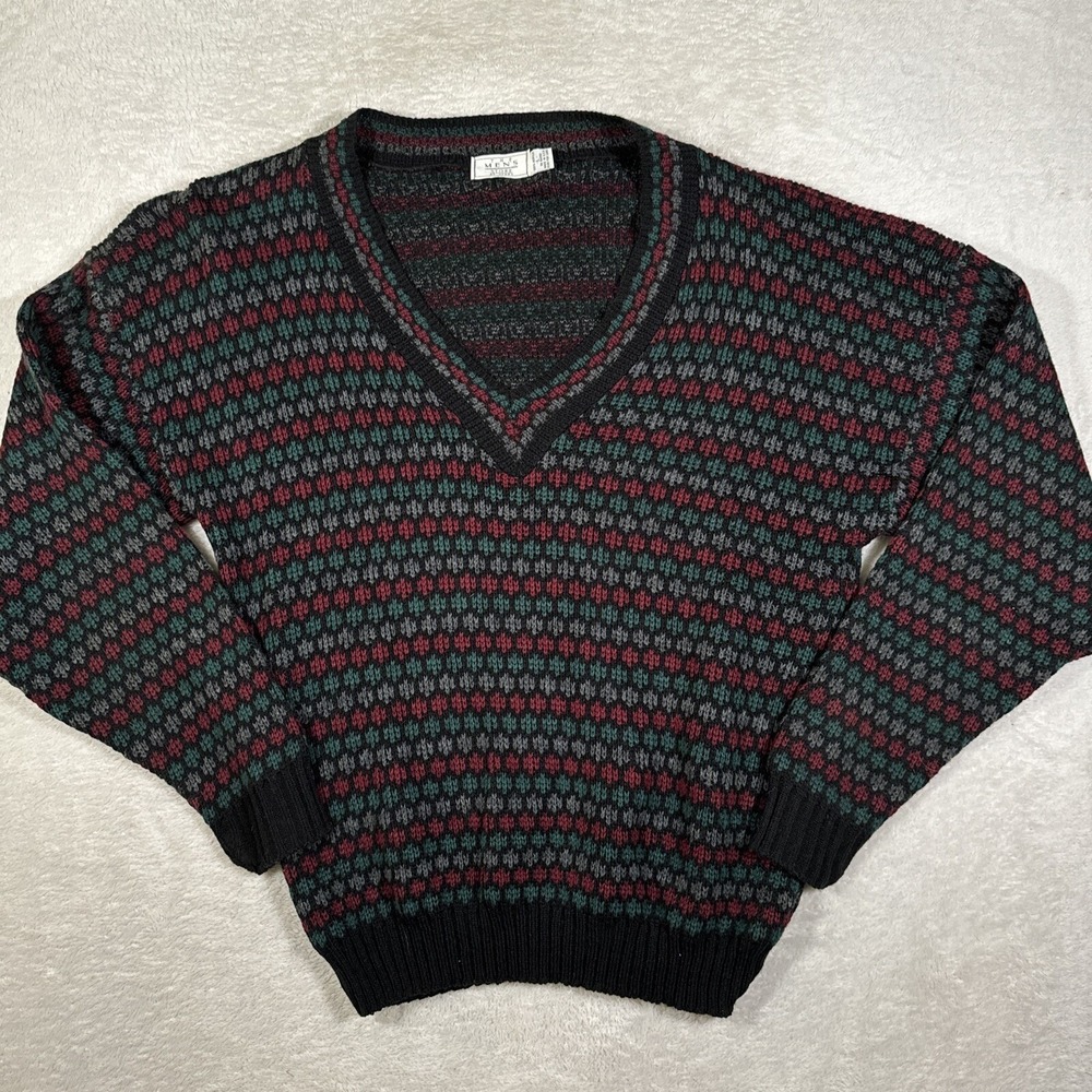 Vintage Sears Mens Store Large Oversized Aztec Tribal Grandpa Sweater USA Casual